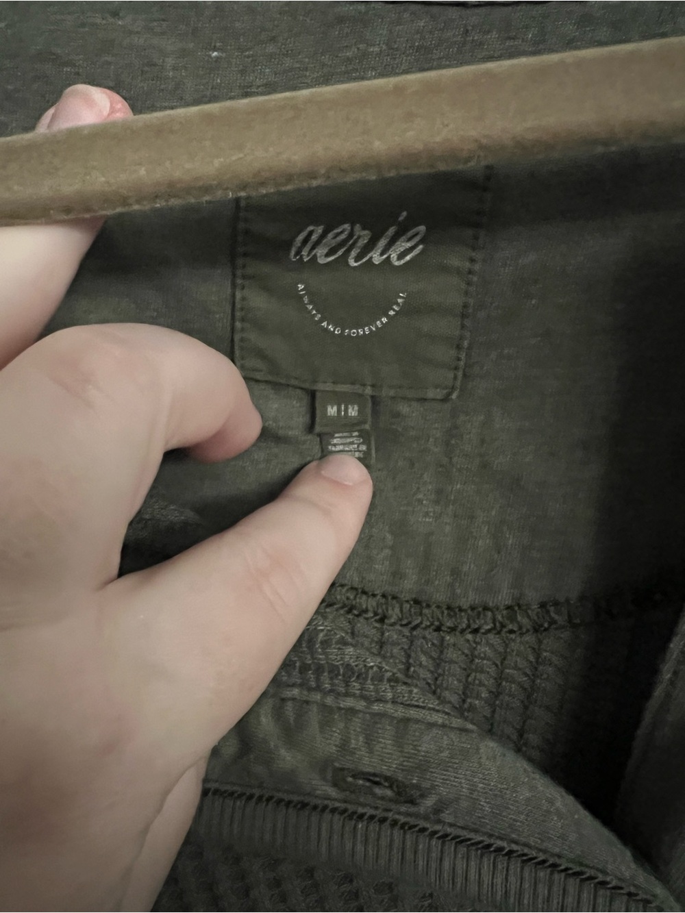 Aerie Oversized Dark Green Henley Long Sleeve - Picture 3 of 3
